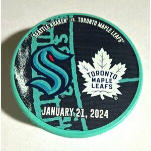 Seattle Kraken Limited Edition NHL Puck vs Maple Leafs 1/21/2024